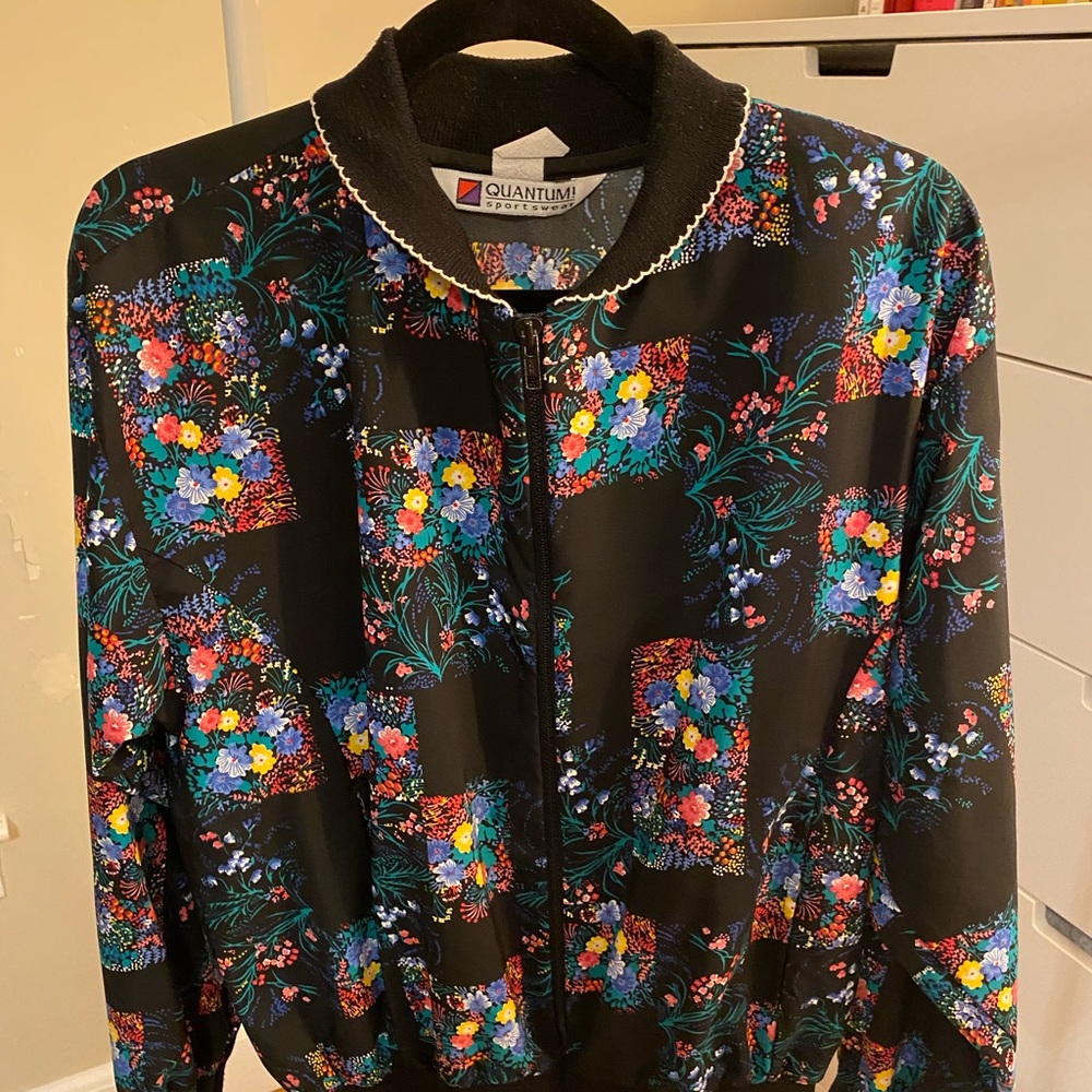 Vintage floral prep style bomber